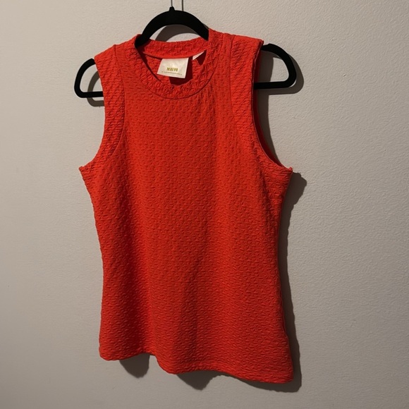 Maeve by Anthropologie Jacquard Sleeveless Top Red/Orange Medium EUC - Picture 6 of 11